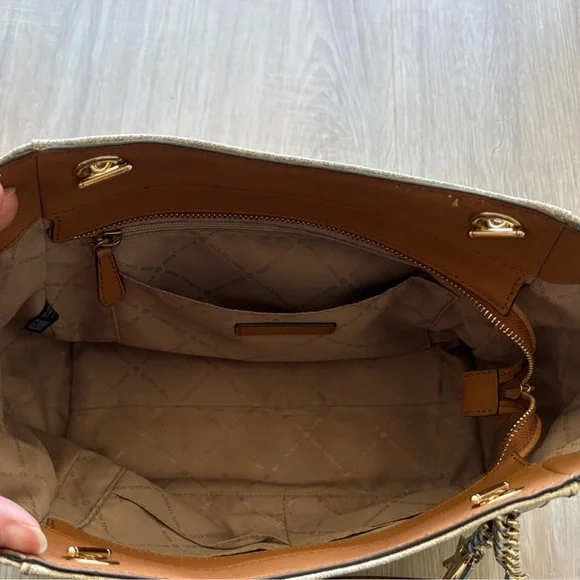 Michael Kors Monogrammed Cream and Brown Tote - Picture 4 of 4